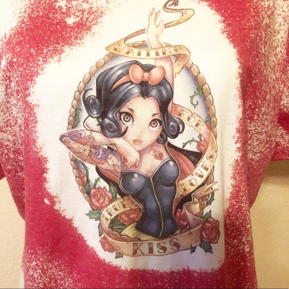 Sleeping Beauty Bleach Dye Handmade Graphic Tee